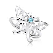 Cute Butterfly with Stone Silver Ear Cuff EC1-10